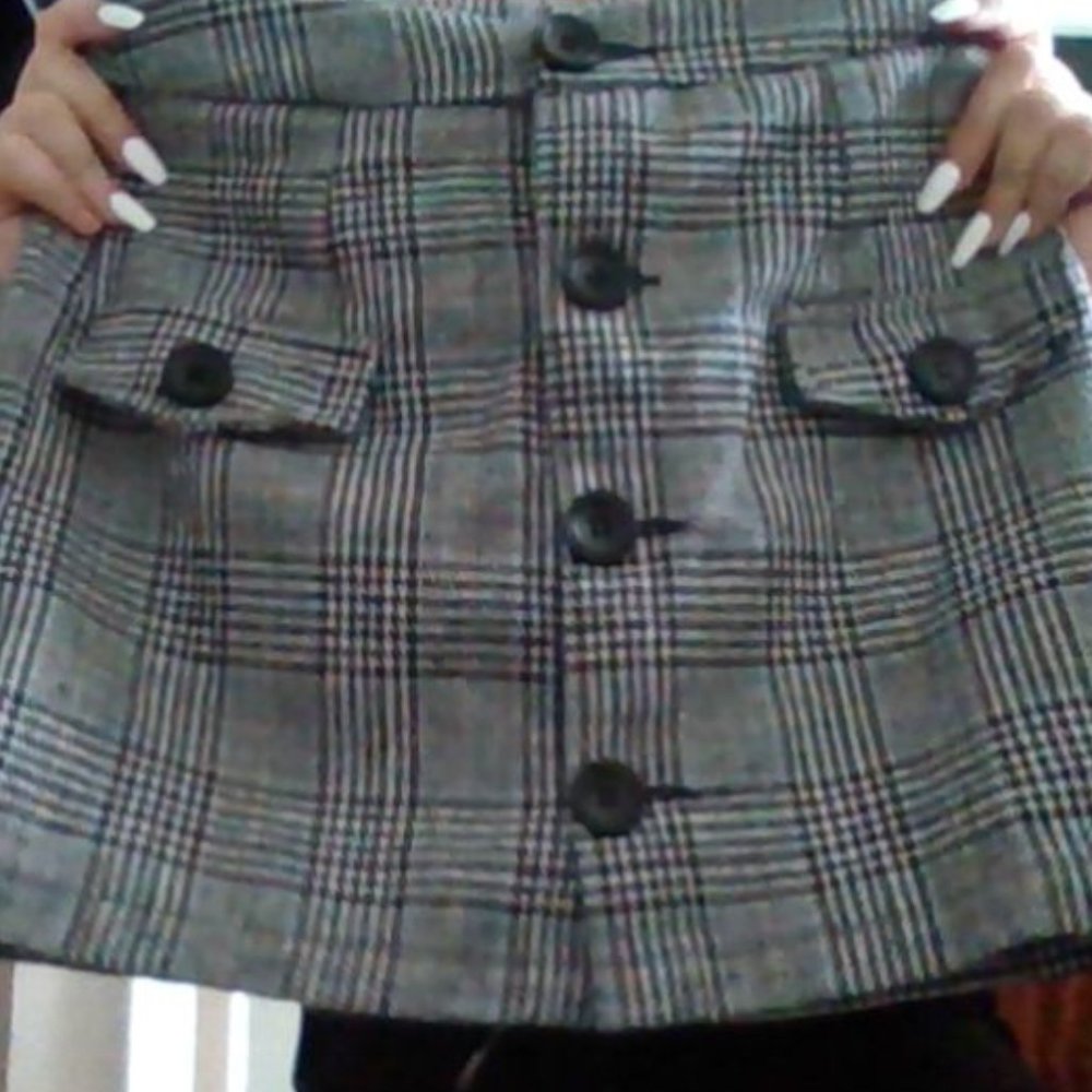 Plaid Button-down mini skirt